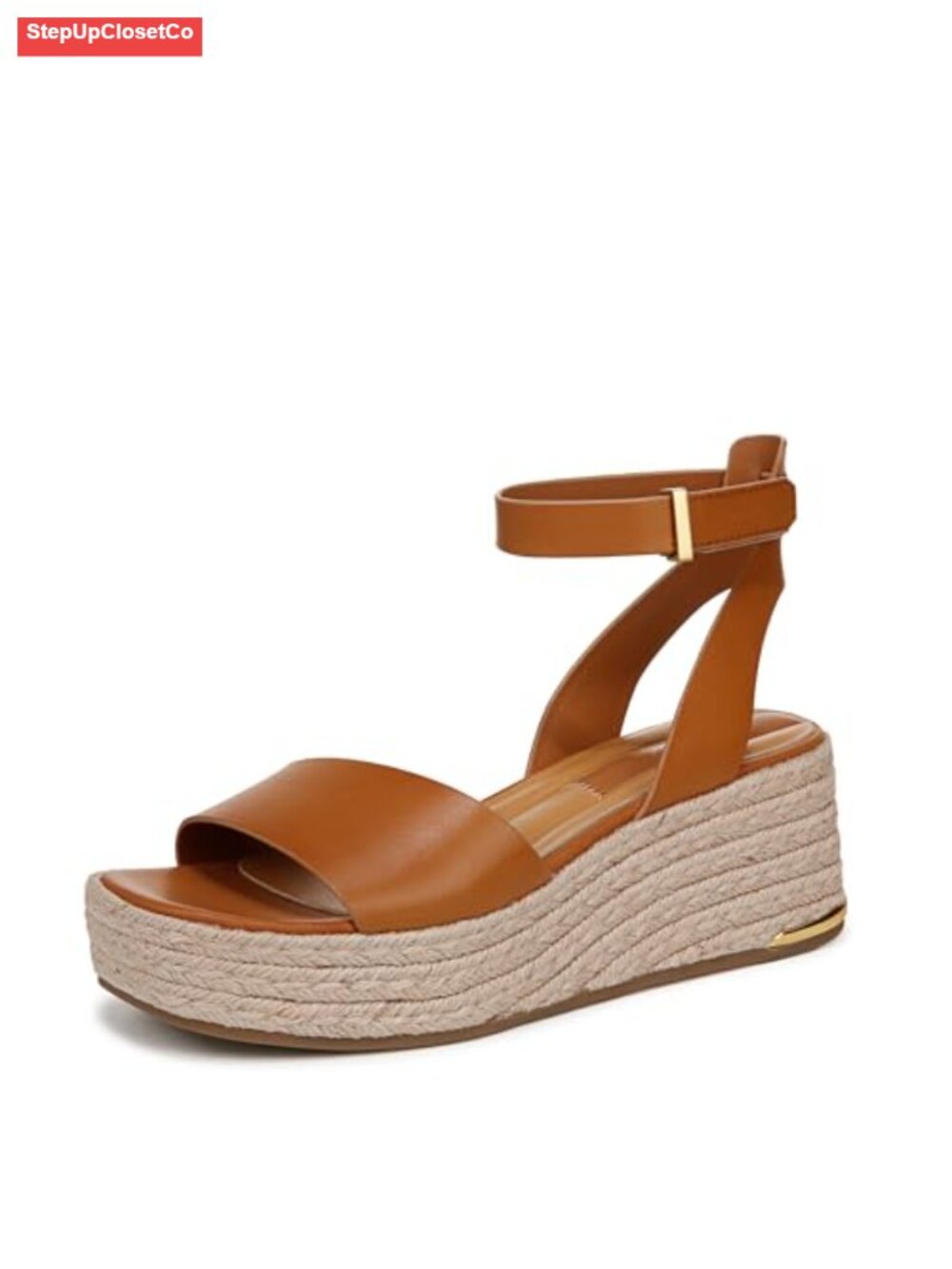 Espadrille Wedge Sandals with Leather Upper and Ankle Strap
